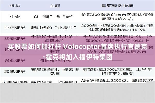 买股票如何加杠杆 Volocopter首席执行官德克·霍克将加入福伊特集团