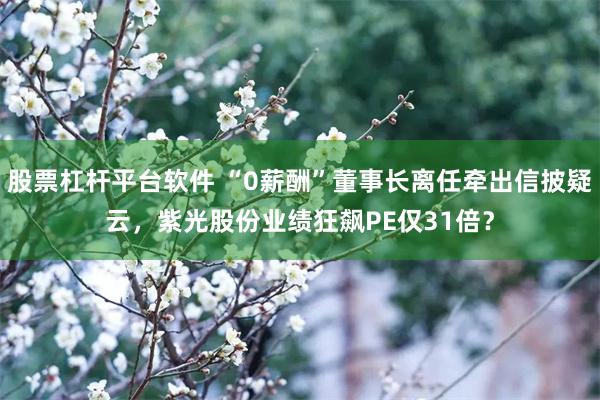 股票杠杆平台软件 “0薪酬”董事长离任牵出信披疑云，紫光股份业绩狂飙PE仅31倍？
